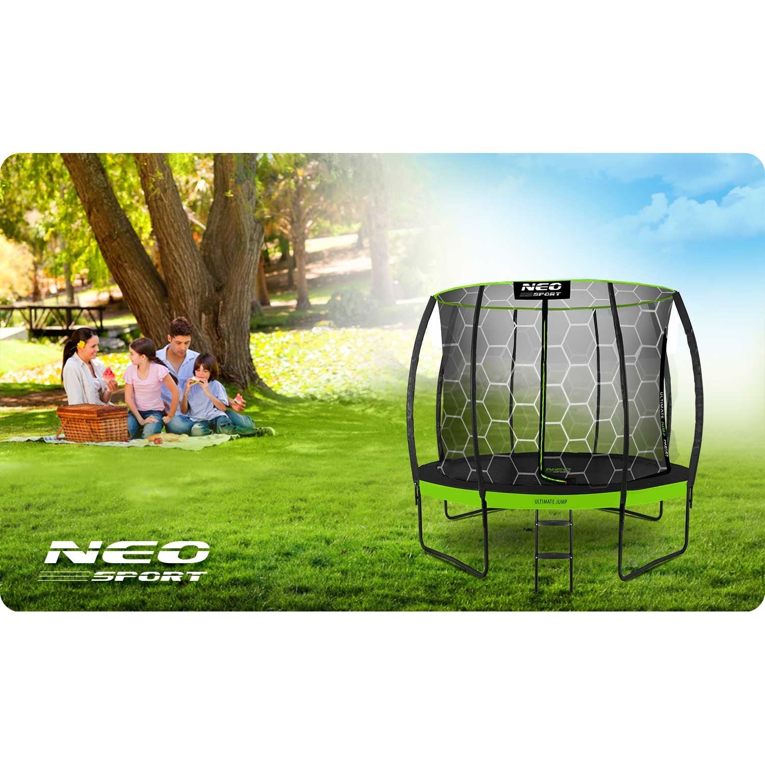 8ft/252cm profiliuotieji sodiniai batutai su Neo-Sport vidine tinkle