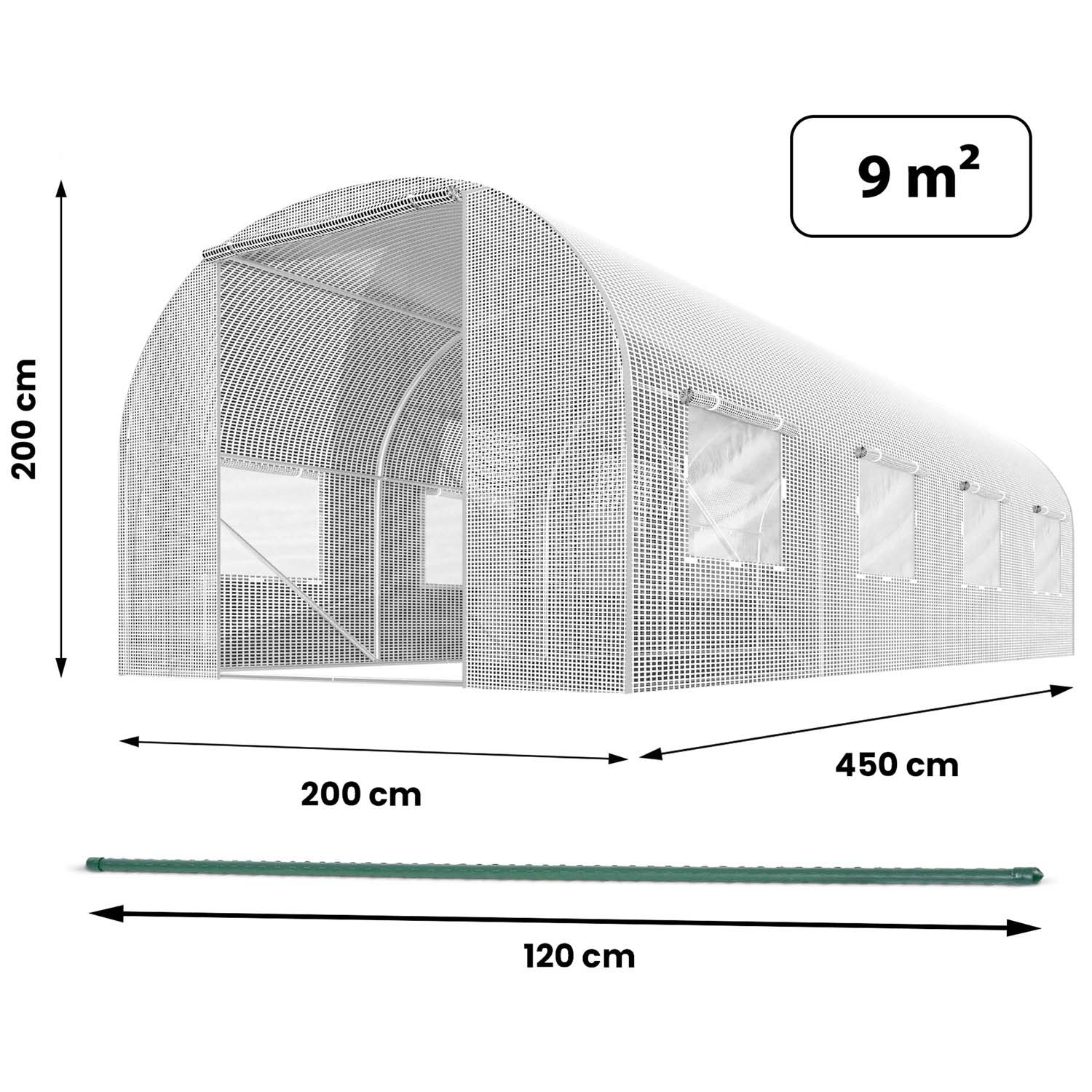 2 x 4,5 m (9 m2) sodo tunelis
