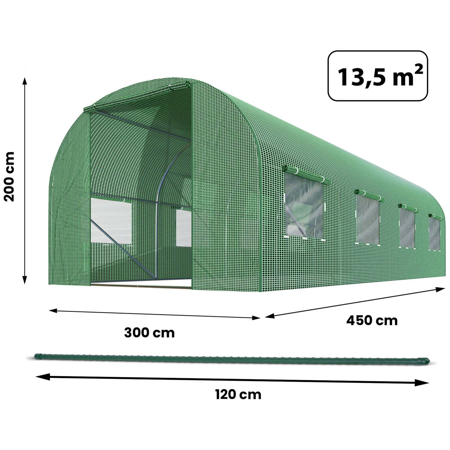 3 x 4,5 m (13,5 m2) sodo tunelis