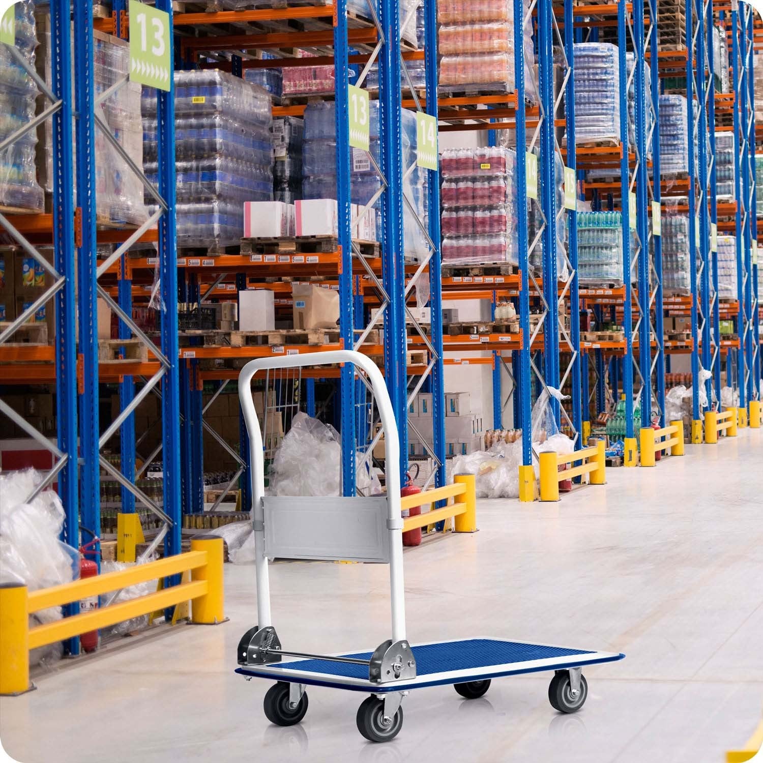 HM-506 mėlynos baltos rankinės vežimo vežimėlis