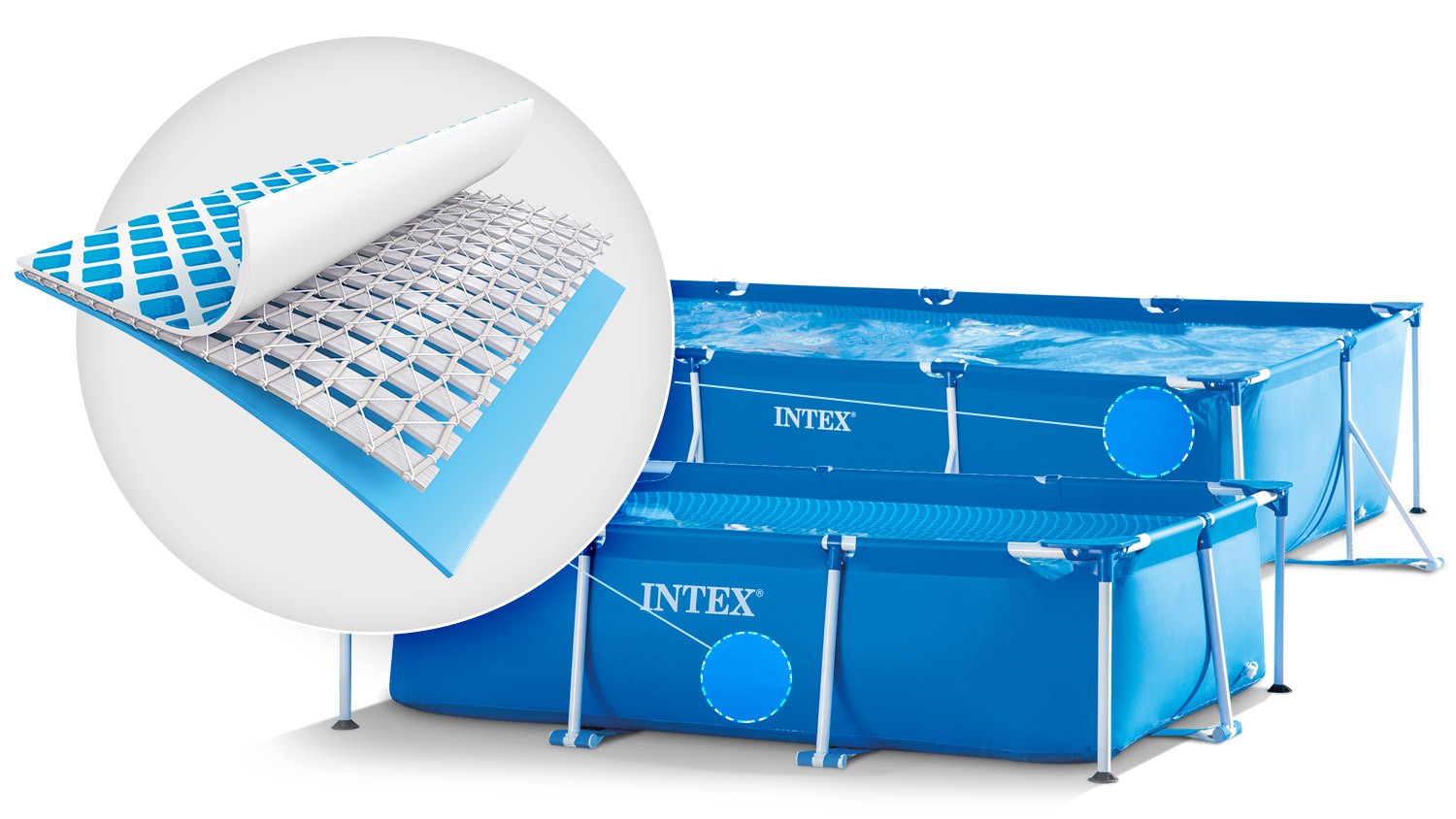 Stiklinis sodinis baseinas 260 x 160 x 65 cm 2v1 INTEX 28271